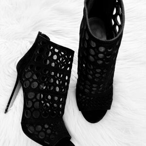 BCBGMaxAzria Black Cutout Heeled Boots